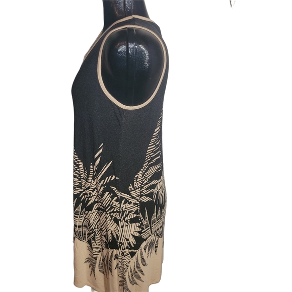Soma Black and Tan Sleeveless Tropical Print Dress S - Picture 4 of 6